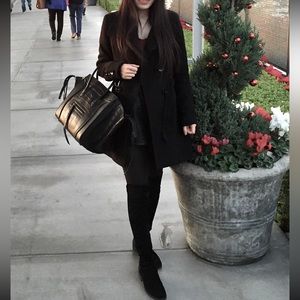 Forever 21 Woman Faux Wool Black Belted Trench Coat